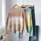 Pull ample en mohair tricoté de couleur cirée douce dégradée 5078