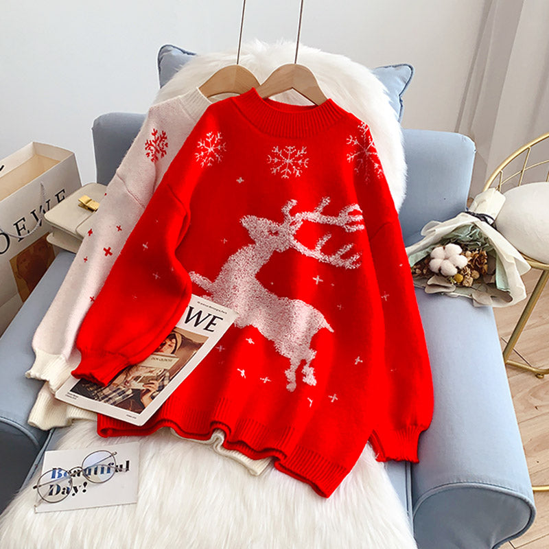 Pull de Noël avec élan sur pull 4986