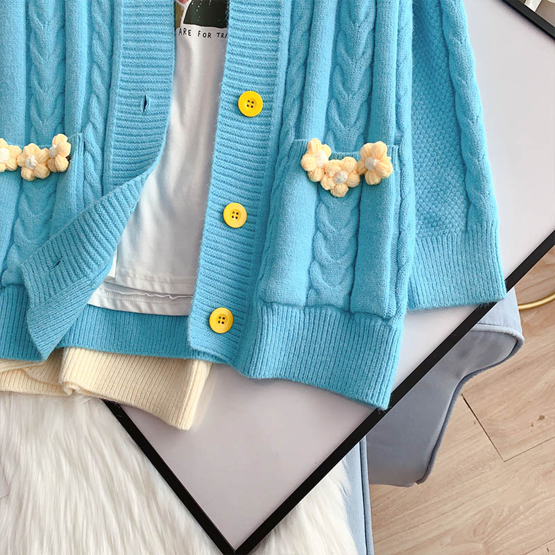 Pull cardigan manteau tricoté 5073