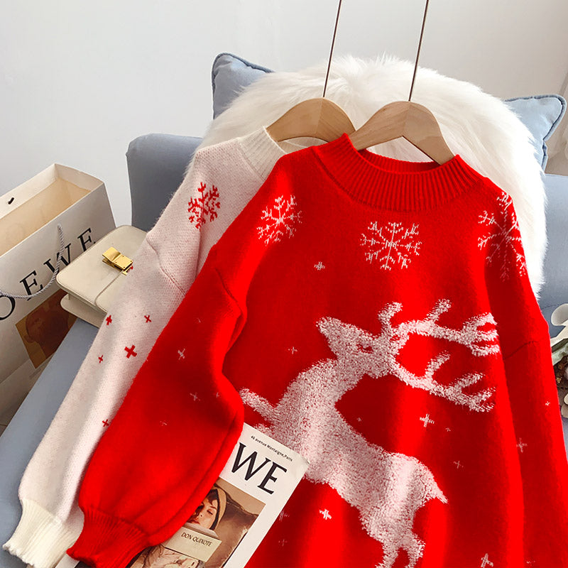 Pull de Noël avec élan sur pull 4986