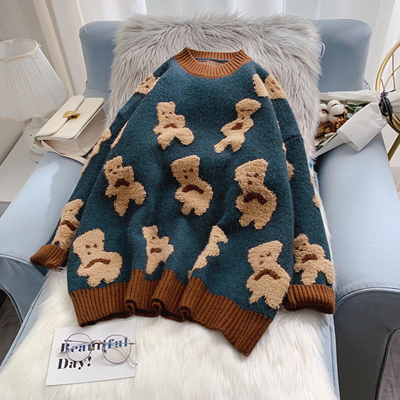 Portez un doux manteau paresseux japonais à l'extérieur du petit pull ours 5025