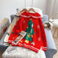 Pull de Noël à col bleu marine style collège pour fille 4968