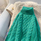 Pull col montant torsadé en laine grossière 5089