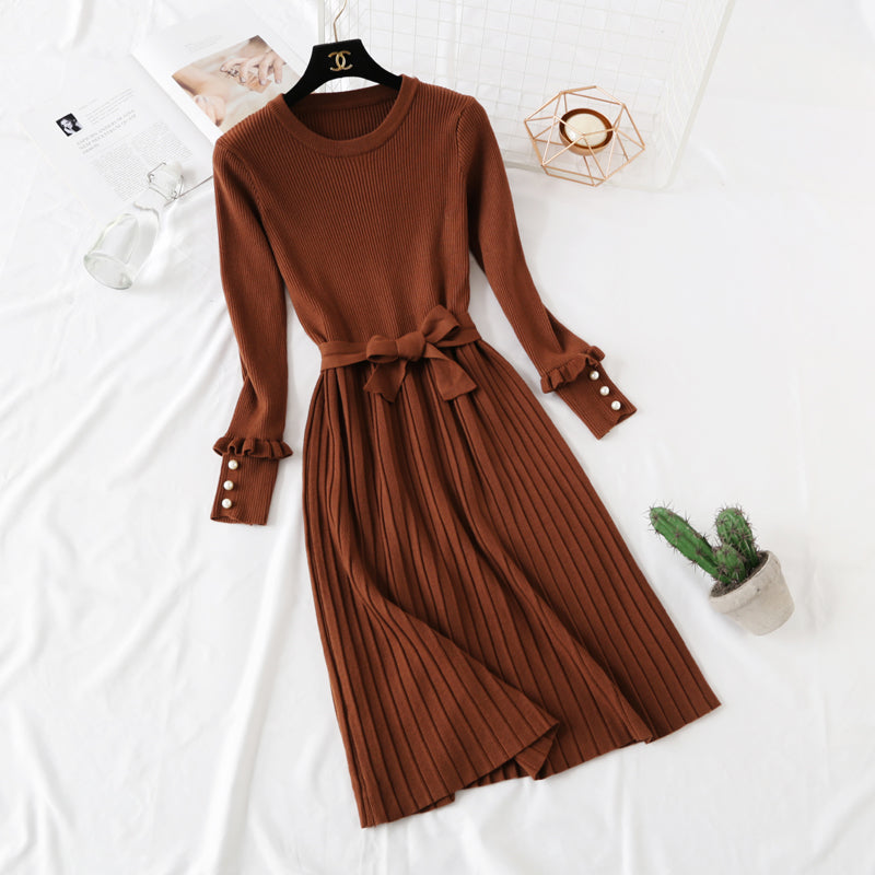 Nouvelle robe tricotée à manches longues de style célébrité 4734