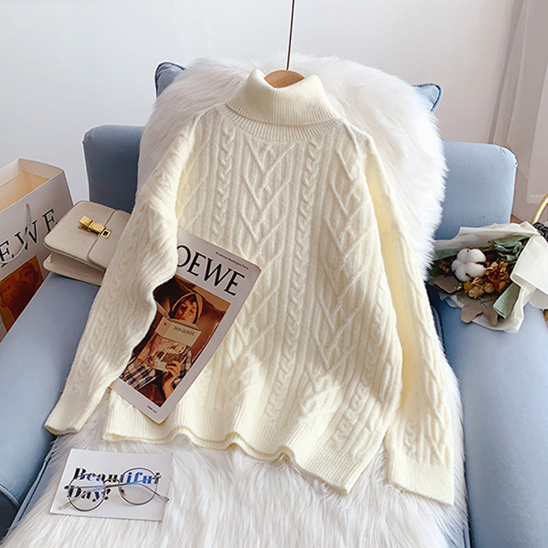 Pull à col roulé torsadé vintage avec chemise à fond 5012