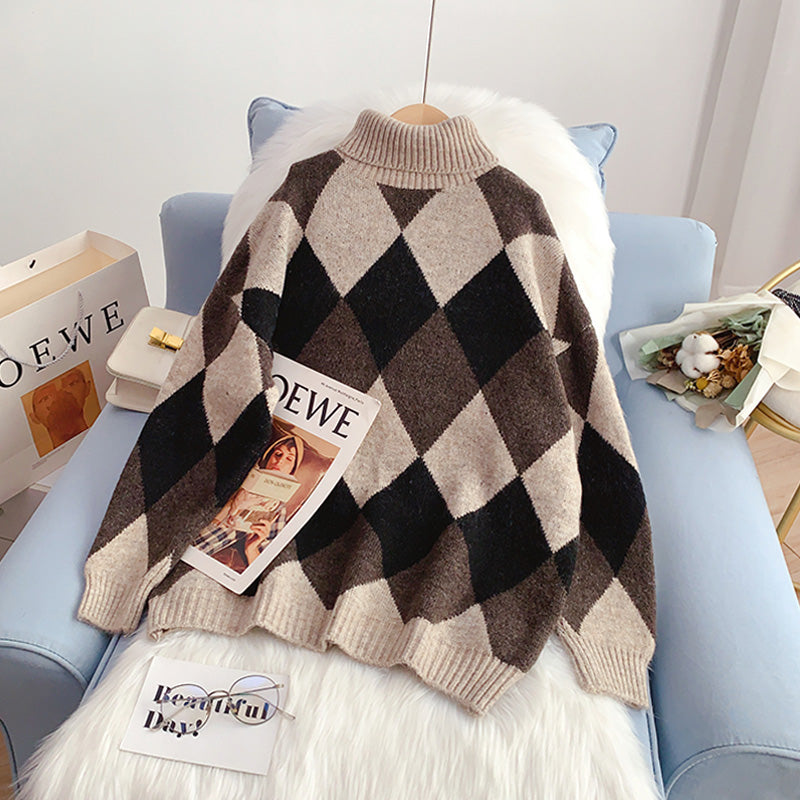 Le pull à col montant vintage Lingge est paresseux à porter à l'extérieur 5047