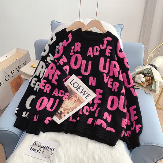 Pull à lettres style étranger 4989