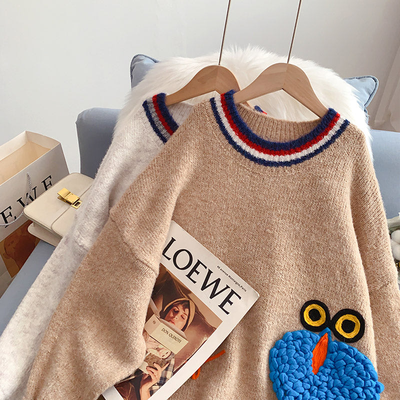 Pull brodé de dessin animé de l'industrie lourde, manteau de style étranger 4997