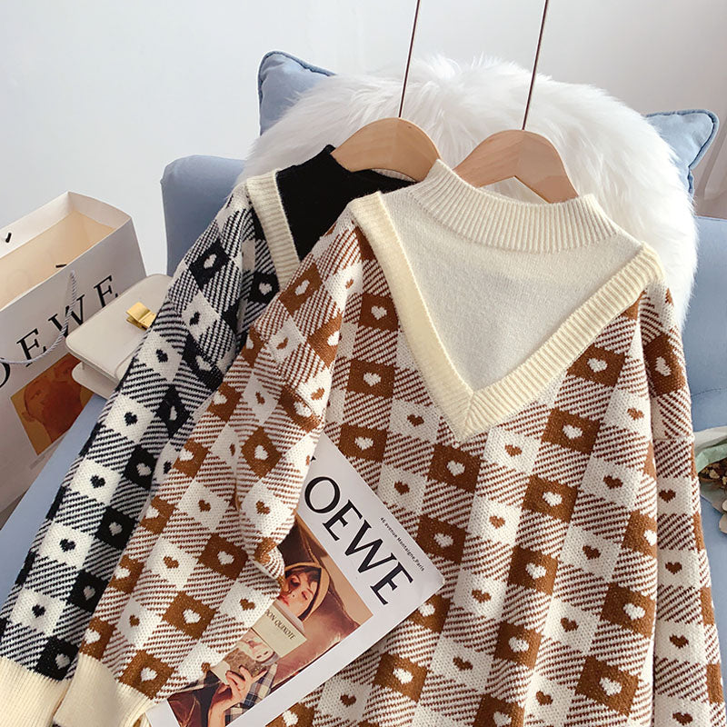 Pull à col roulé mi-long, faux pull deux pièces, haut 4964