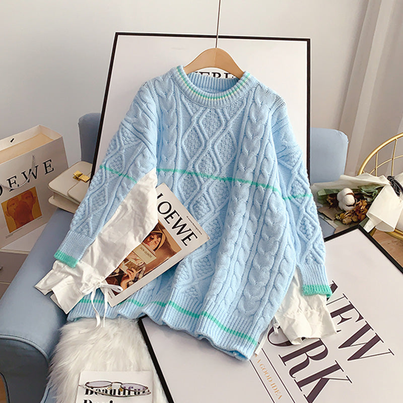 Pull ras du cou torsadé Pull Top 5080