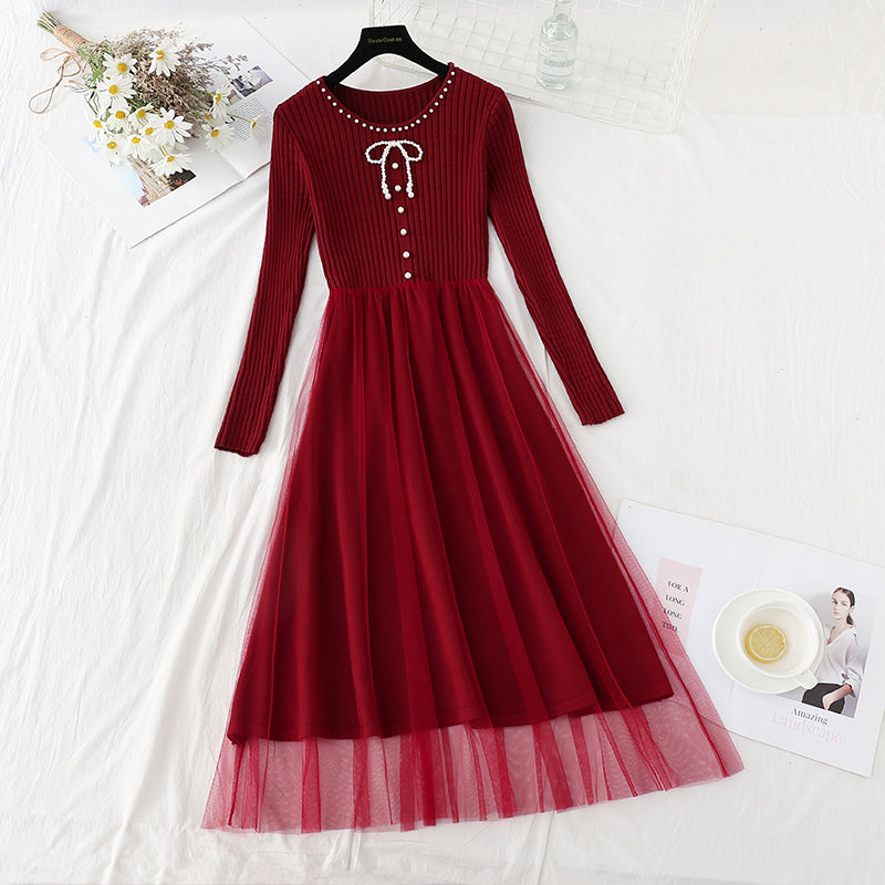 Die neue Taille ist schmal und Retro-Pulloverrock 4781 mit Mesh-Nähten