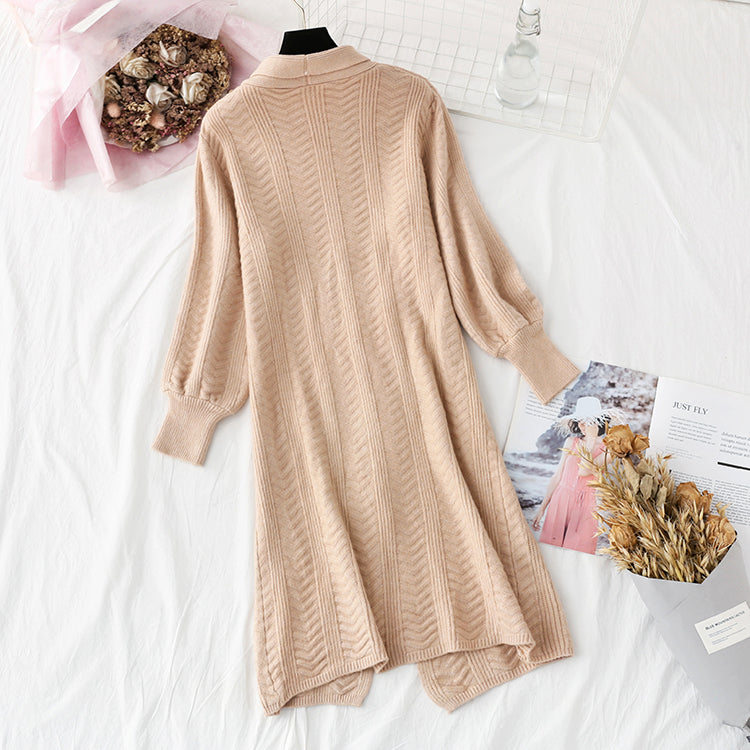 Robe en tricot rouge filet jupe pull genou rétro française 4730