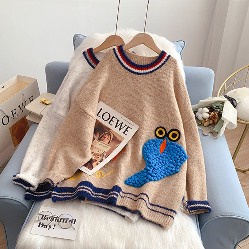 Pull brodé de dessin animé de l'industrie lourde, manteau de style étranger 4997