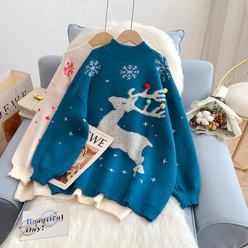 Pull de Noël avec élan sur pull 4986