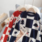 Pull rouge à thème de Noël en tricot bas de chemise 4962