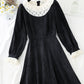 Robe en velours à col en dentelle Retro High Size slim 4795