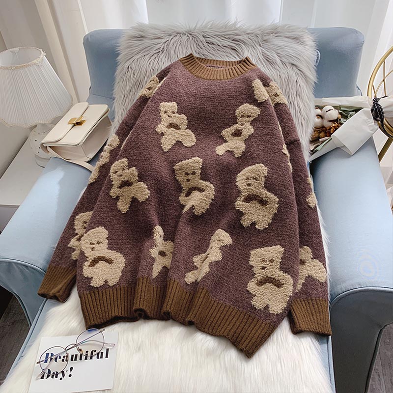 Portez un doux manteau paresseux japonais à l'extérieur du petit pull ours 5025