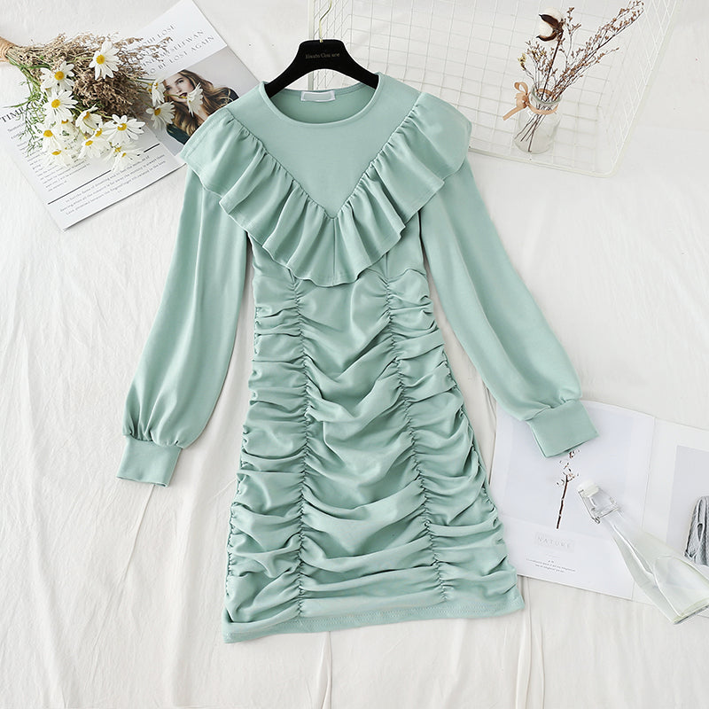 Robe vintage française à volants et col rond 4820