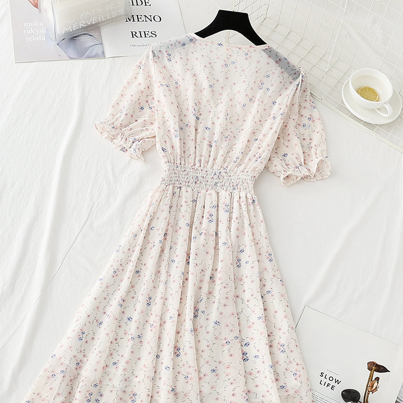 French Vintage chiffon dress with ruffle  4885