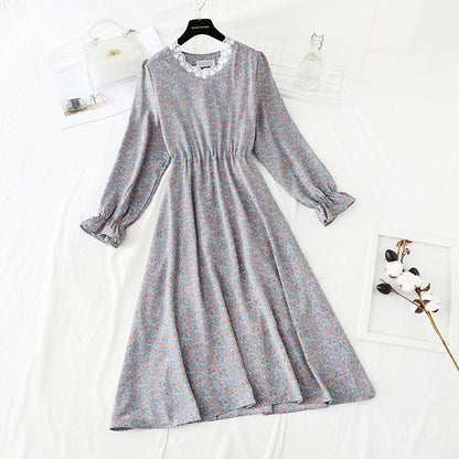 Koreanisch geschnittenes Taillenschnürkleid mit Blumenmuster 4824