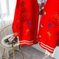 Cardigan tricoté rouge en filet ample et paresseux à l'extérieur 4983