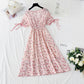 Petite robe douce à lacets fraîche jupe à fleurs cassées semble mince 4865
