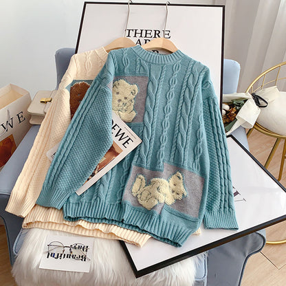 Pull petit ours femme Pull en maille torsadée 5016