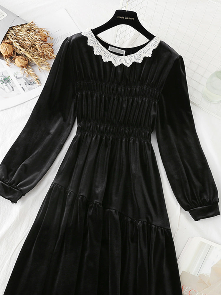 Robe en velours taille haute avec manteau 4785