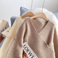 Pull coréen à col en V, haut ample vintage 4971