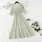 Robe fleurie pour femme jupe pause thé jupe longue en mousseline de soie vintage française 4874