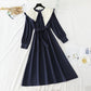 Robe française pour femme, jupe slim à revers irréguliers et larges 4750
