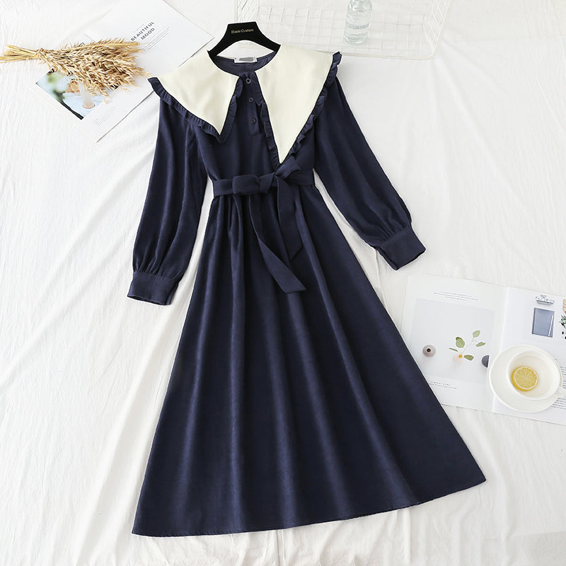 Robe française pour femme, jupe slim à revers irréguliers et larges 4750