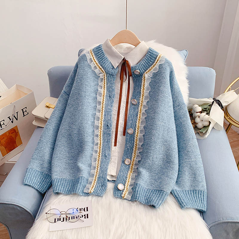 Pull vintage français pour femme, design de niche, cardigan 4975