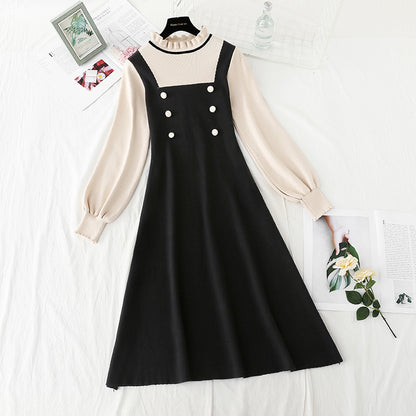 Zweireihiges modisches Kleid mit schmaler Taille 4782