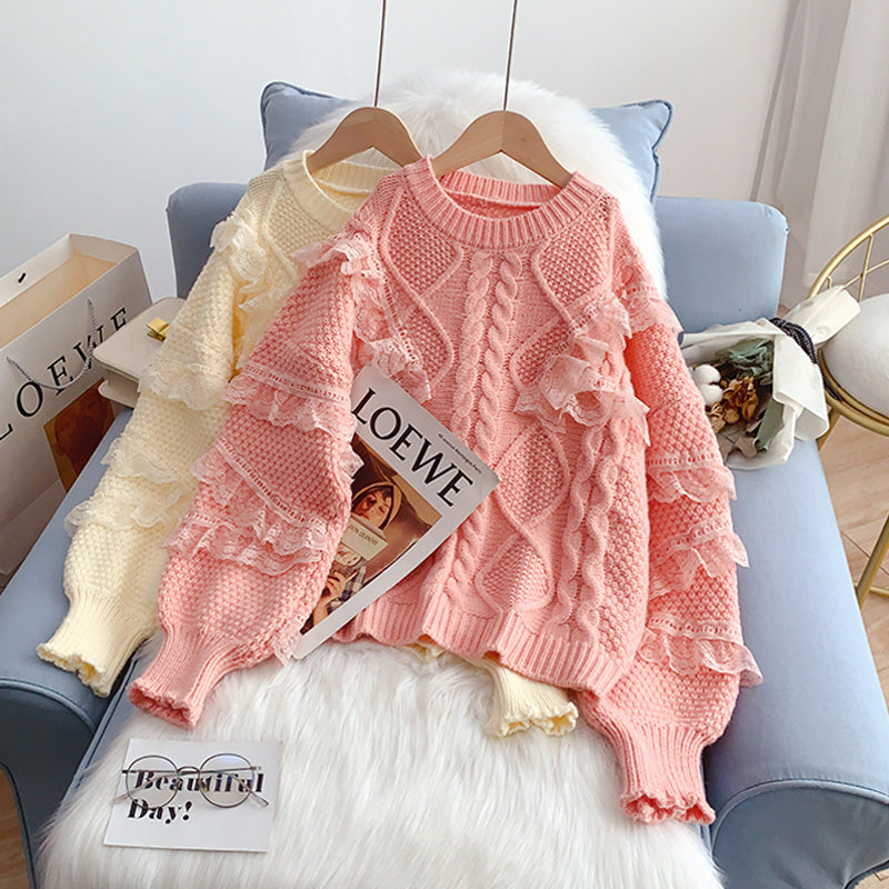 Pull de niche avec coutures en dentelle et design en dentelle 5023