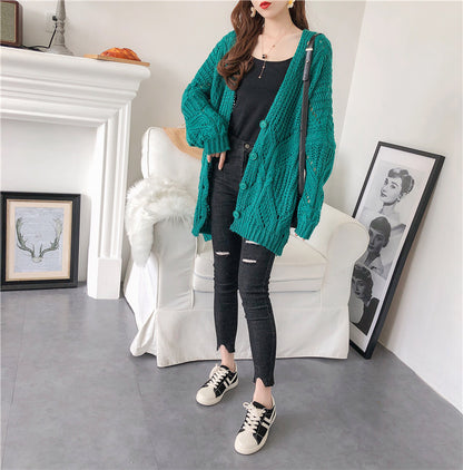 Manteau pull ample ajouré coréen 4909
