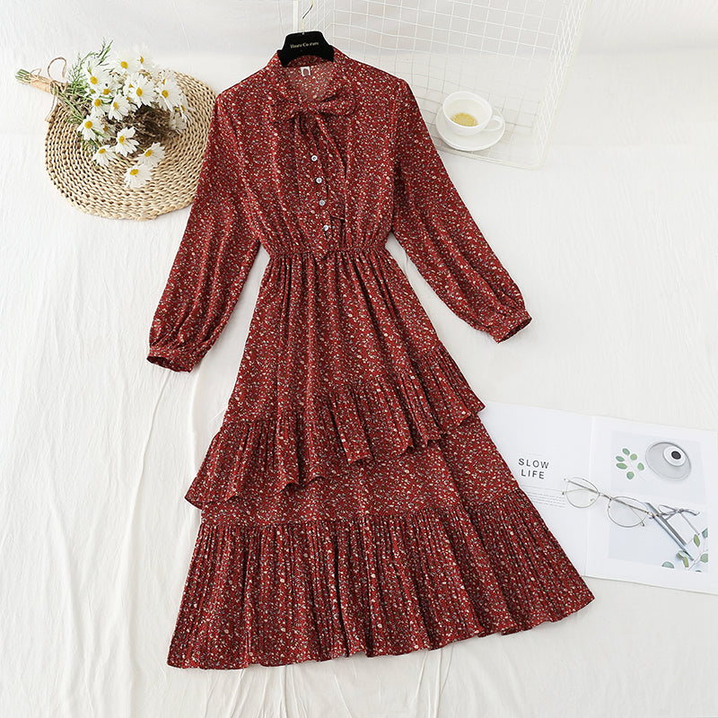 Nouvelle jupe longue plissée irrégulière en mousseline de soie vintage française 4823