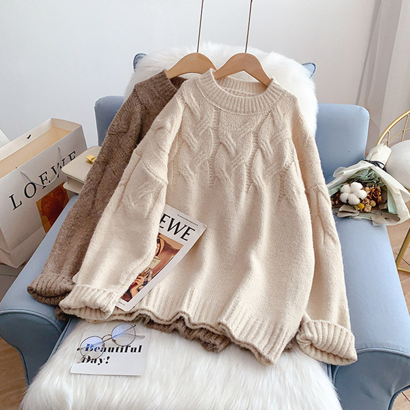 Pull torsadé haut pull design paresseux coréen 4939