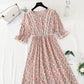 Robe fleurie pour femme jupe pause thé jupe longue en mousseline de soie vintage française 4874