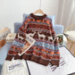Pull de Noël vintage Lingge motif élan pour femme 4980