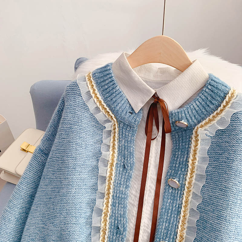Pull vintage français pour femme, design de niche, cardigan 4975
