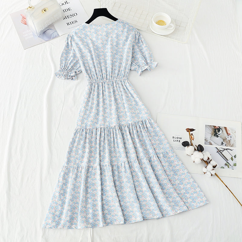 Robe fleurie à volants Jupe en mousseline de soie Mori 4899