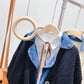 Manteau en faux pull cousu en denim, cardigan tricoté 5038