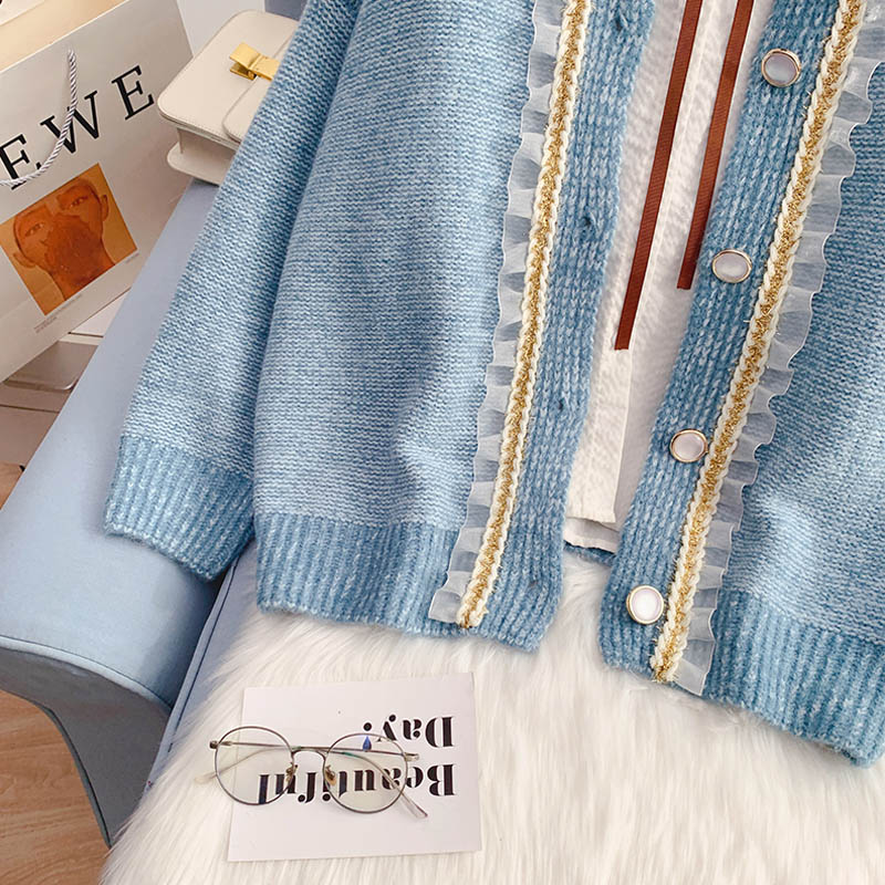 Pull vintage français pour femme, design de niche, cardigan 4975