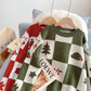 Pull rouge à thème de Noël en tricot bas de chemise 4962