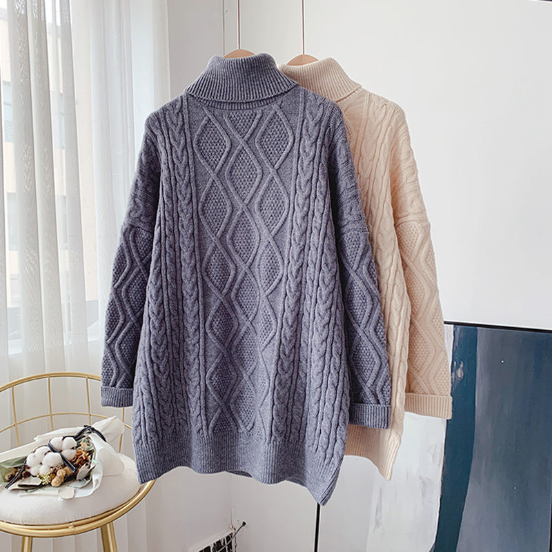 Portez une veste coréenne paresseuse à l'extérieur du pull à col roulé torsadé 4954