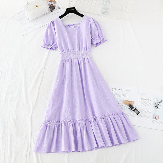 New cotton linen hook embroidery waist closing slim skirt  4683