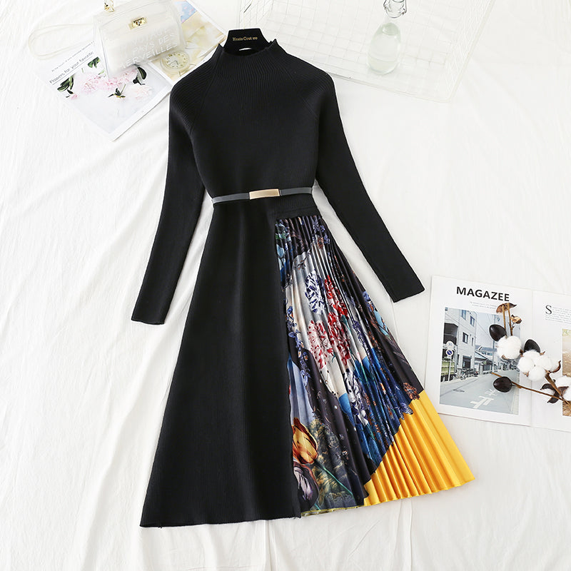 Nouvelle robe de célébrité en laine légère de luxe avec fermeture à la taille 4763