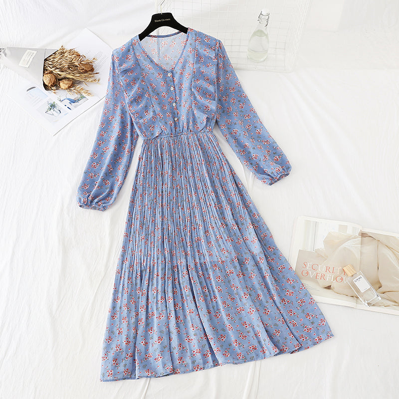 Robe fleurie à volants et jupe à fines oreilles 4797