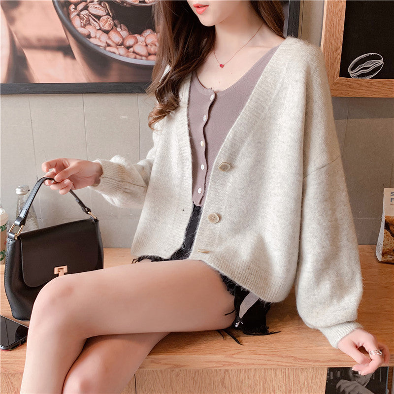 Petit cardigan tricoté frais et paresseux, manteau étranger 4914
